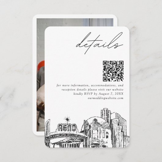 Reno Wedding Skyline kleine Details QR Code UAWG Begleitkarte (Vorne/Hinten)
