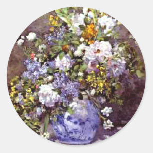 Renoir: Blaue Vase, berühmtes Gemälde, Runder Aufkleber