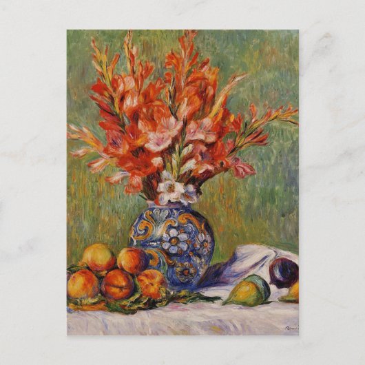 Renoir-Blume und Obst Vintages Stillleben Postkarte (Vorderseite)