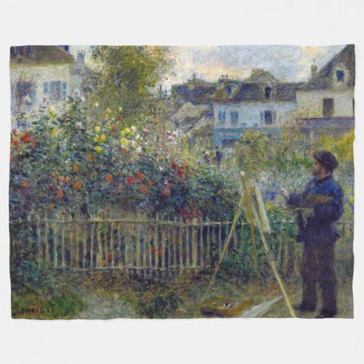 Renoir - Claude Monet Malerei in seinem Garten Fleecedecke (Vorderseite (Horizontal))