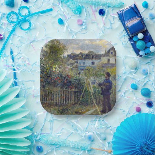 Renoir - Claude Monet Malerei in seinem Garten Pappteller (Party)