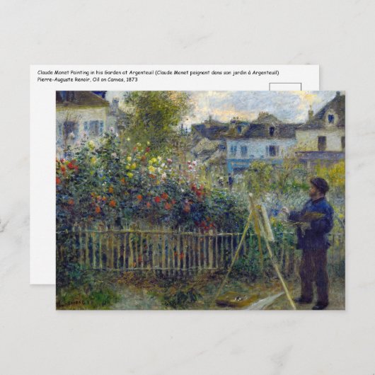 Renoir - Claude Monet Malerei in seinem Garten Postkarte (Vorne/Hinten)