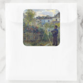 Renoir - Claude Monet Malerei in seinem Garten Quadratischer Aufkleber (Tasche)