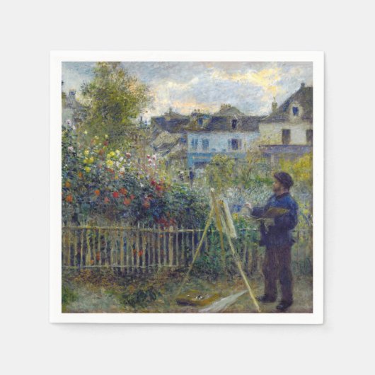 Renoir - Claude Monet Malerei in seinem Garten Serviette (Vorderseite)