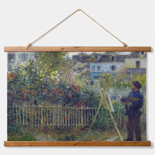Renoir - Claude Monet Malerei in seinem Garten Wandteppich Mit Holzrahmen (Vorne)