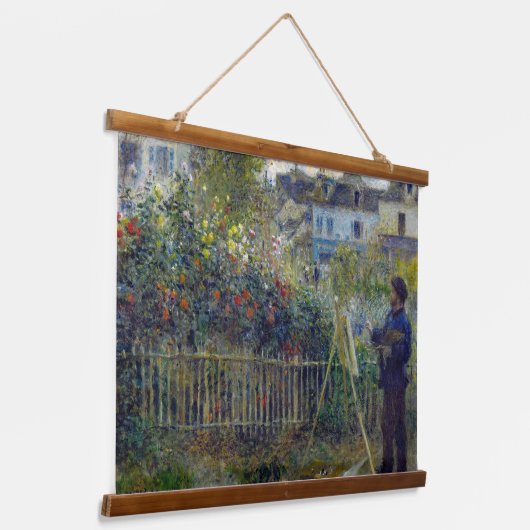 Renoir - Claude Monet Malerei in seinem Garten Wandteppich Mit Holzrahmen (Gewinkelt)