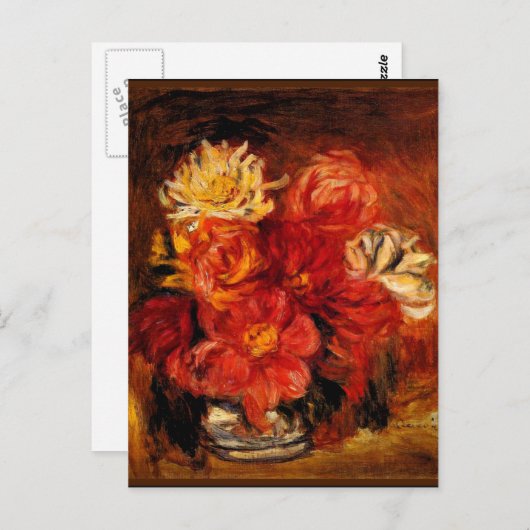 Renoir - Dahlias, Kunstmalerei Postkarte (Vorne/Hinten)