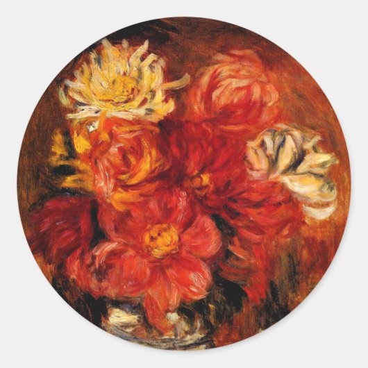 Renoir - Dahlias, Kunstmalerei, Runder Aufkleber (Vorderseite)