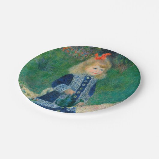 Renoir "ein Mädchen mit einer Gießkanne " Pappteller (Schrägansicht)