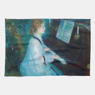 Renoir Frau am Klavier Vintage Impressionismus Geschirrtuch
