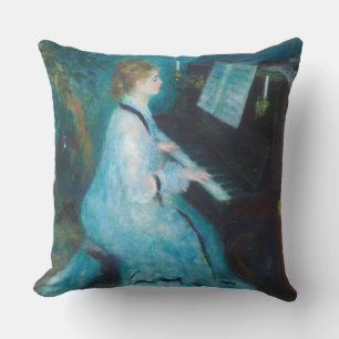 Renoir Frau am Klavier Vintage Impressionismus Kissen