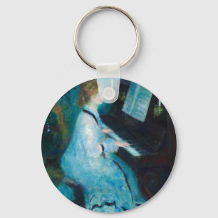 Renoir Frau am Klavier Vintage Impressionismus Schlüsselanhänger