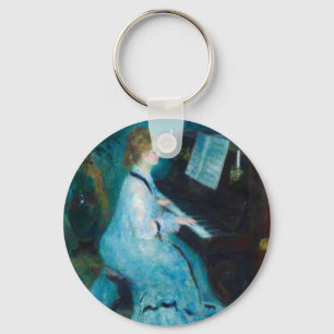 Renoir Frau am Klavier Vintage Impressionismus Schlüsselanhänger