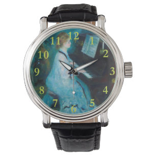 Renoir Frau am Piano Vintage Impressionistin Armbanduhr