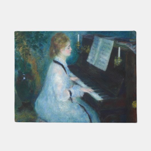 Renoir Frau am Piano Vintage Impressionistin Fußmatte (Vorderseite)