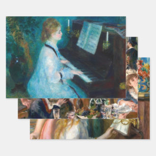 Renoir Frau am Piano Vintage Impressionistin Geschenkpapier Set