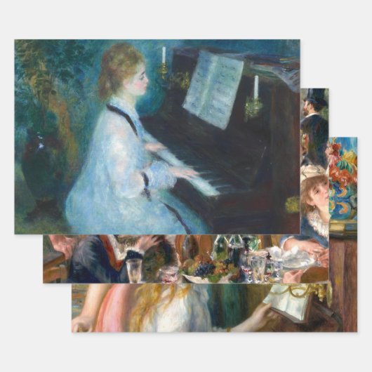 Renoir Frau am Piano Vintage Impressionistin Geschenkpapier Set (Set)