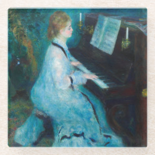 Renoir Frau am Piano Vintage Impressionistin Glasuntersetzer