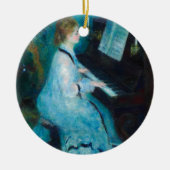 Renoir Frau am Piano Vintage Impressionistin Keramik Ornament (Vorne)
