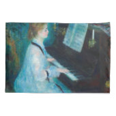 Renoir Frau am Piano Vintage Impressionistin Kissenbezug (Rückseite)