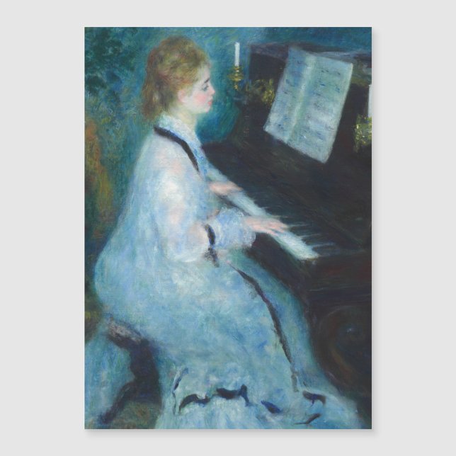 Renoir Frau am Piano Vintage Impressionistin Magnetkarte (Vorderseite)