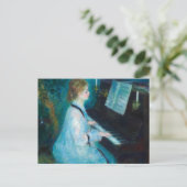 Renoir Frau am Piano Vintage Impressionistin Postkarte (Stehend Vorderseite)
