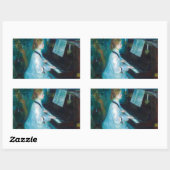 Renoir Frau am Piano Vintage Impressionistin Rechteckiger Aufkleber (Blatt)