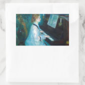 Renoir Frau am Piano Vintage Impressionistin Rechteckiger Aufkleber (Tasche)