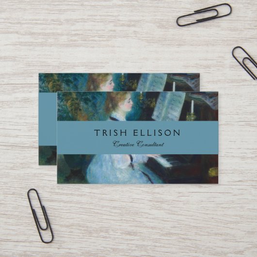 Renoir Frau am Piano Vintage Impressionistin Visitenkarte (Vorderseite/Rückseite Beispiel)