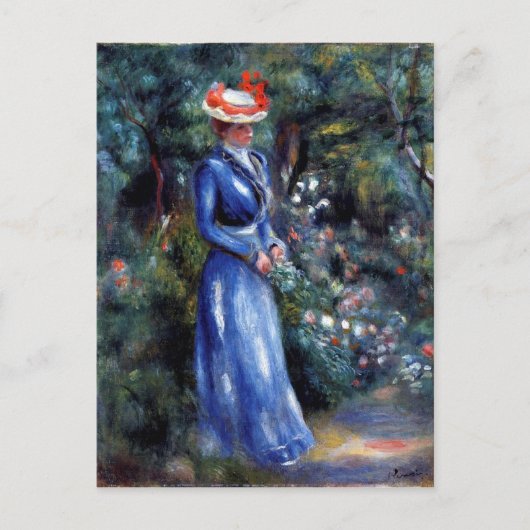 Renoir - Frau in einem blauen Kleid Postkarte (Vorderseite)