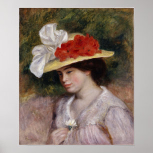 Renoir - Frau in einem Flower Hat Poster