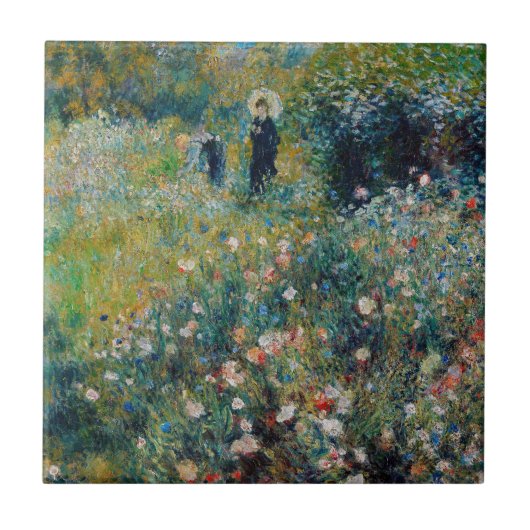 Renoir - Frau mit Sonnenschirm im Garten Fliese (Vorderseite)