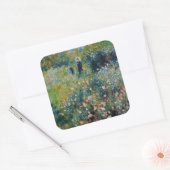 Renoir - Frau mit Sonnenschirm im Garten Quadratischer Aufkleber (Umschlag)