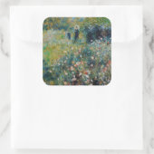 Renoir - Frau mit Sonnenschirm im Garten Quadratischer Aufkleber (Tasche)