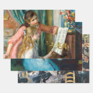 Renoir Girls am Piano Impressionismus Malerei Geschenkpapier Set