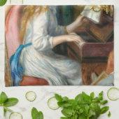 Renoir Girls am Piano Impressionismus Malerei Geschirrtuch (Gefaltet)