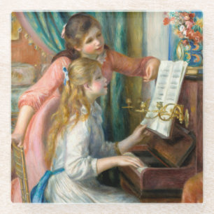 Renoir Girls am Piano Impressionismus Malerei Glasuntersetzer