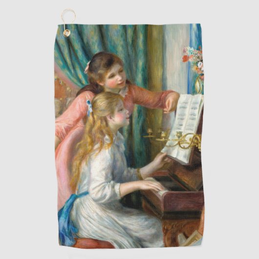 Renoir Girls am Piano Impressionismus Malerei Golfhandtuch (Vorderseite)