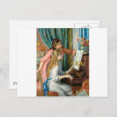 Renoir Girls am Piano Impressionismus Malerei Postkarte (Vorne/Hinten)