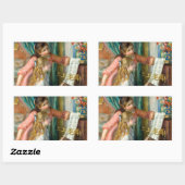 Renoir Girls am Piano Impressionismus Malerei Rechteckiger Aufkleber (Blatt)