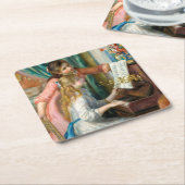 Renoir Girls am Piano Impressionismus Malerei Rechteckiger Pappuntersetzer (angewinkelt)