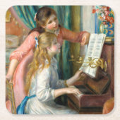 Renoir Girls am Piano Impressionismus Malerei Rechteckiger Pappuntersetzer (Vorderseite)
