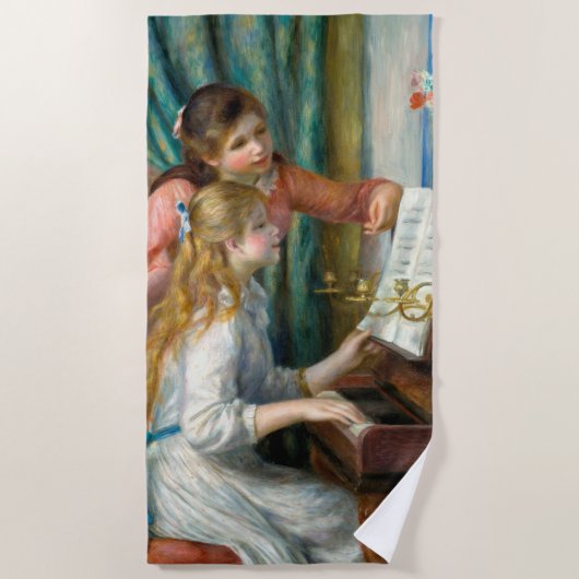 Renoir Girls am Piano Impressionismus Malerei Strandtuch (Vorderseite)