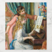 Renoir Girls am Piano Impressionismus Malerei Weinetikett (Einzelnes Label)