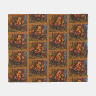 Renoir Impressionistische Rosen in Teal-Vase-Kunst Fleecedecke