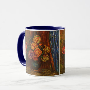 Renoir Impressionistische Rosen in Teal-Vase-Kunst Tasse