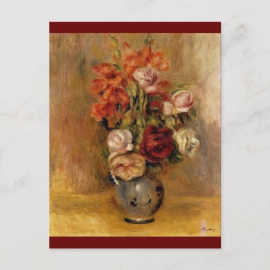 Renoir ist eine Vase aus Gladiolas und Rose Postkarte (Vorderseite)