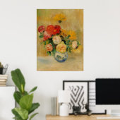 Renoir ist eine Vase aus Rose und Dahlien Poster (Heimbüro)