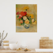 Renoir ist eine Vase aus Rose und Dahlien Poster (Küche)