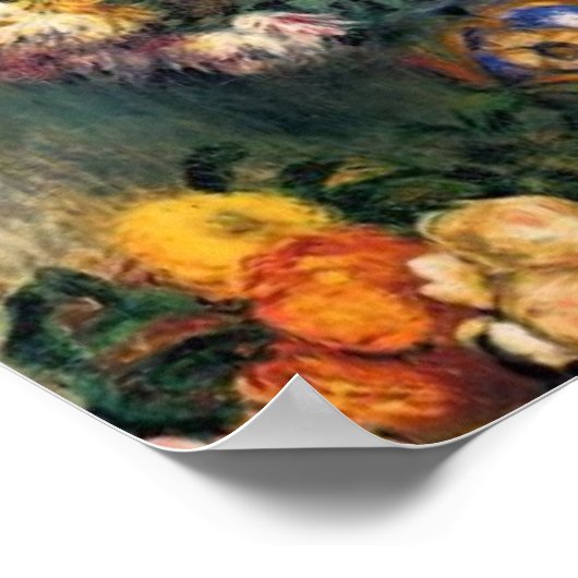 Renoir ist eine Vase der Chrysanthemen Poster (Ecke)